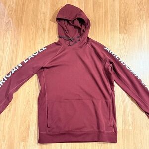 EUC Men’s American Eagle Flex Hoodie - Sleeve Logo - Maroon - Size Medium